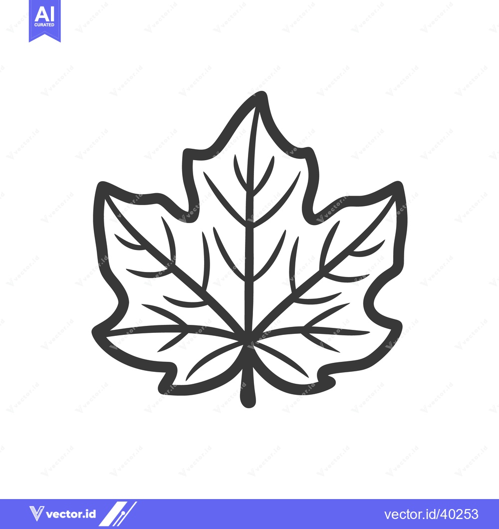 Premium Vector dari A Simple Black Outline Drawing Depicting A Single Leaf