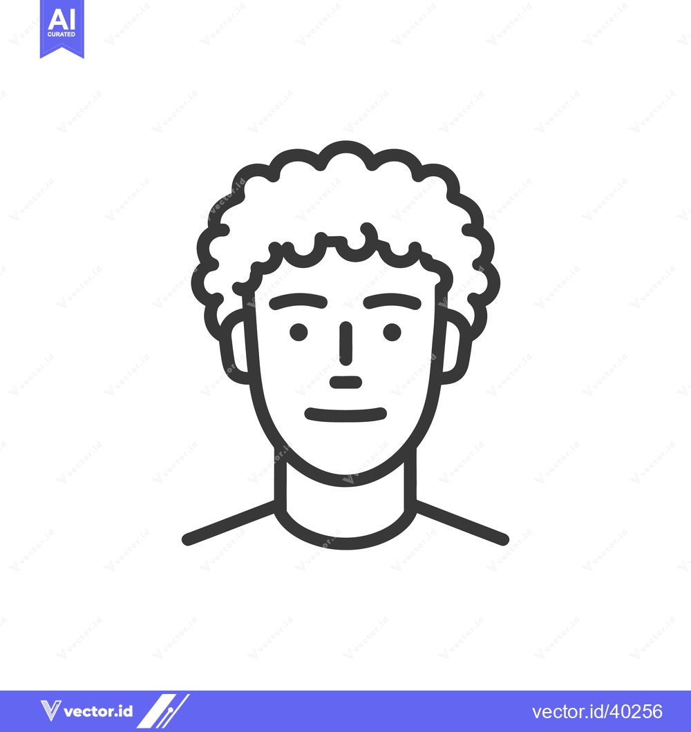 Premium Vector dari Minimalist Portrait: Curly Hair Man, Bold Line Art Style
