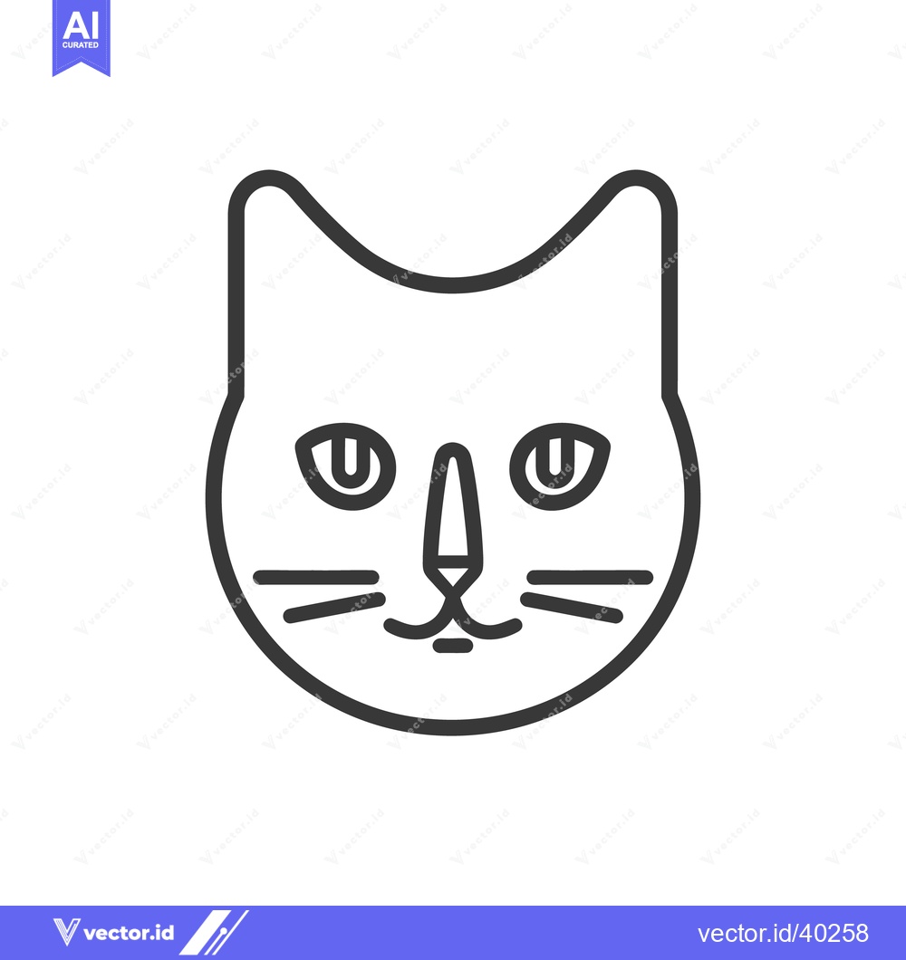 Premium Vector dari A simple black and white line drawing of a cat face