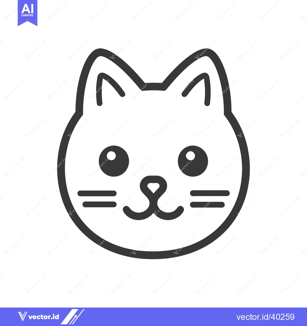 Premium Vector dari A simple black and white illustration of a cat face