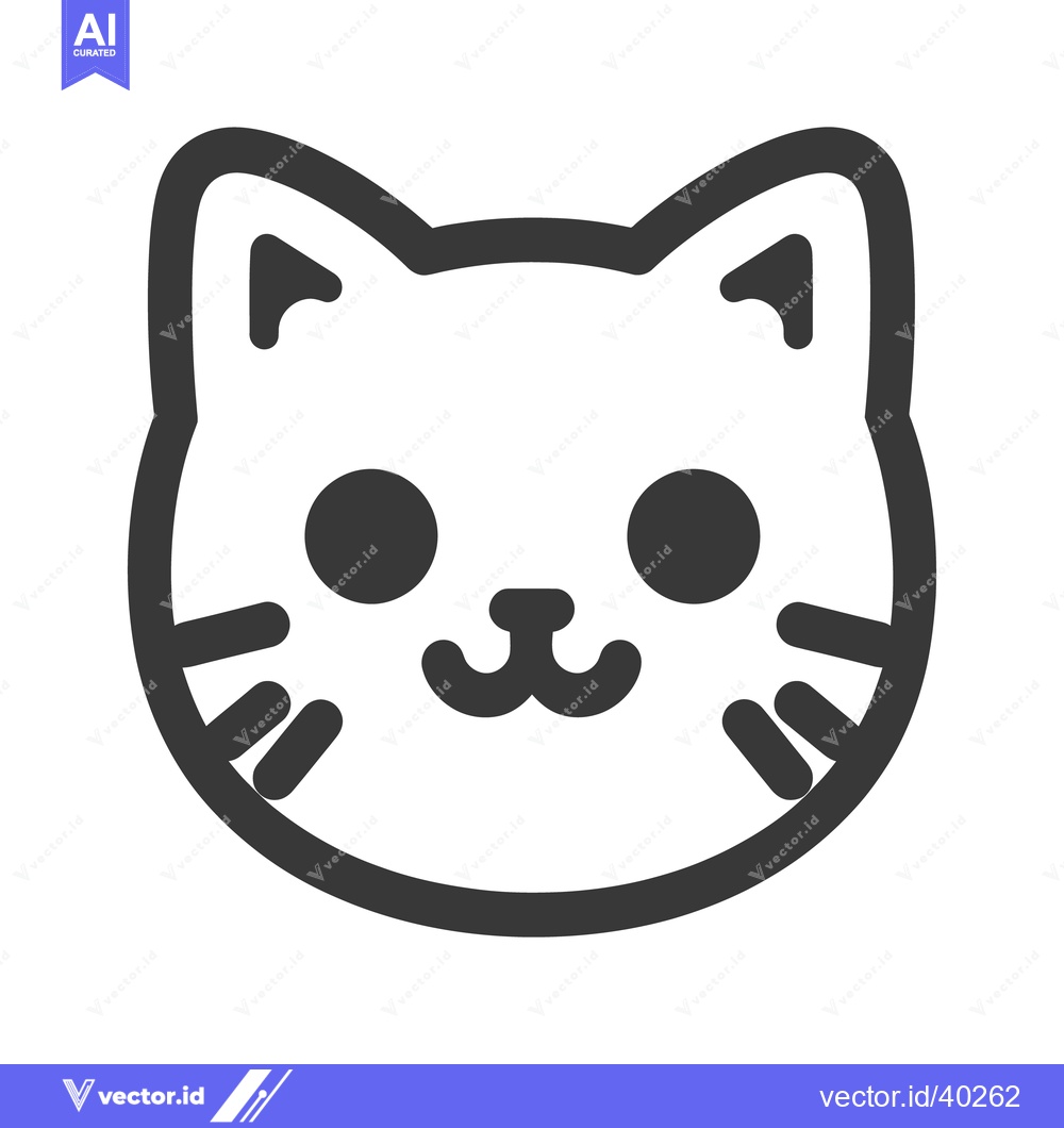 Premium Vector of A simple and stylized line art illustration of a cat face