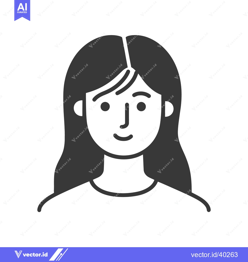Premium Vector of A simple minimalist graphic depiction of a young woman smiling