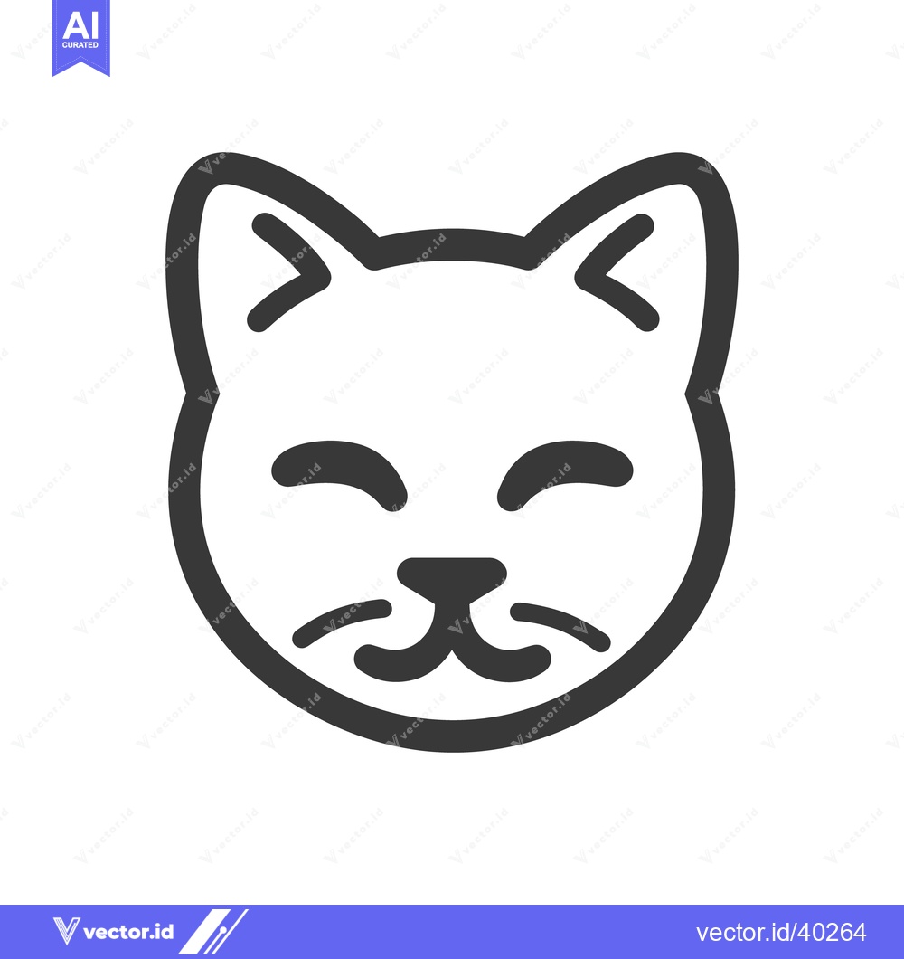 Premium Vector dari A simple black and white line drawing of a cat face
