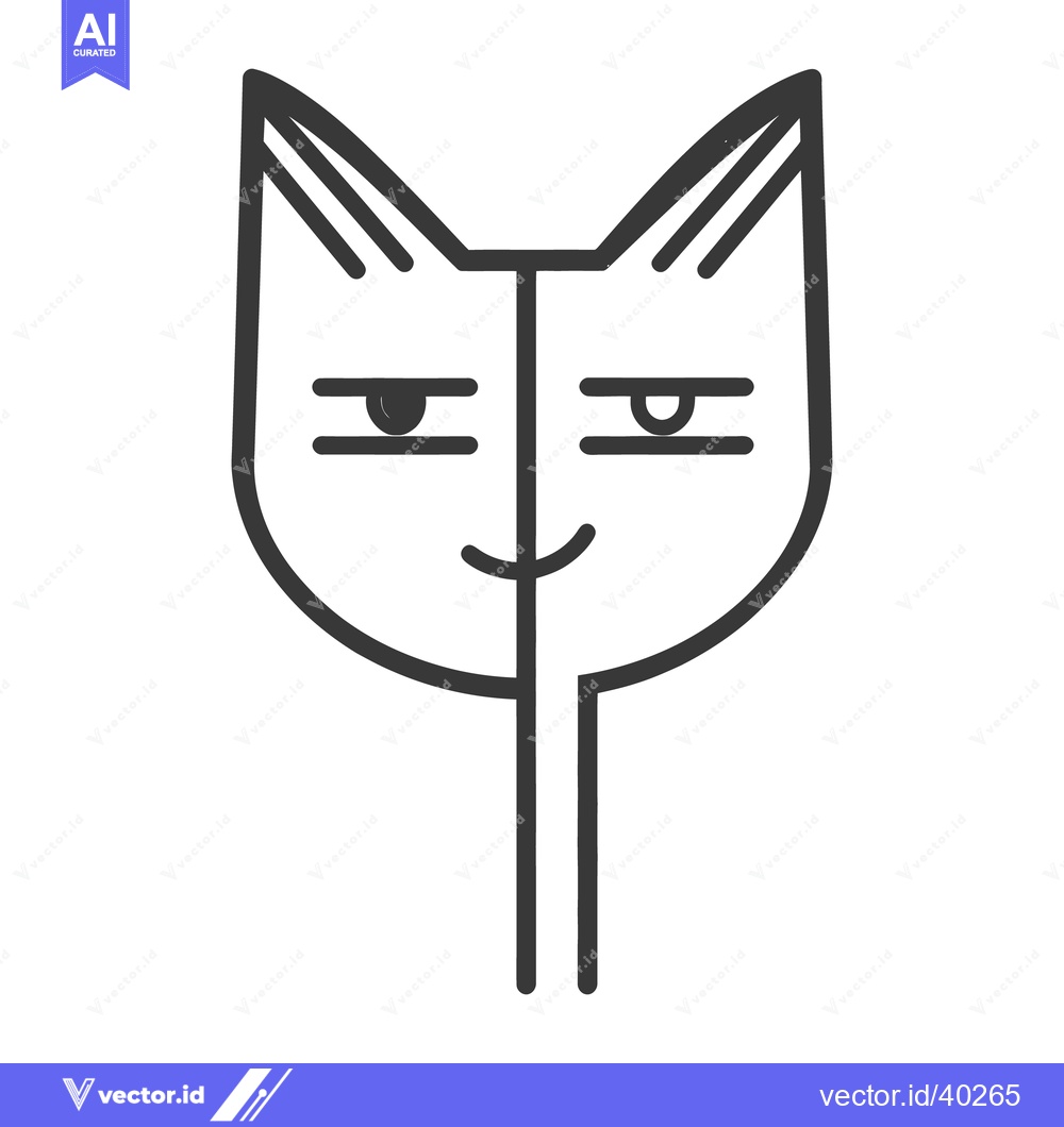 Premium Vector of A simplistic cat face illustration in black and white colors