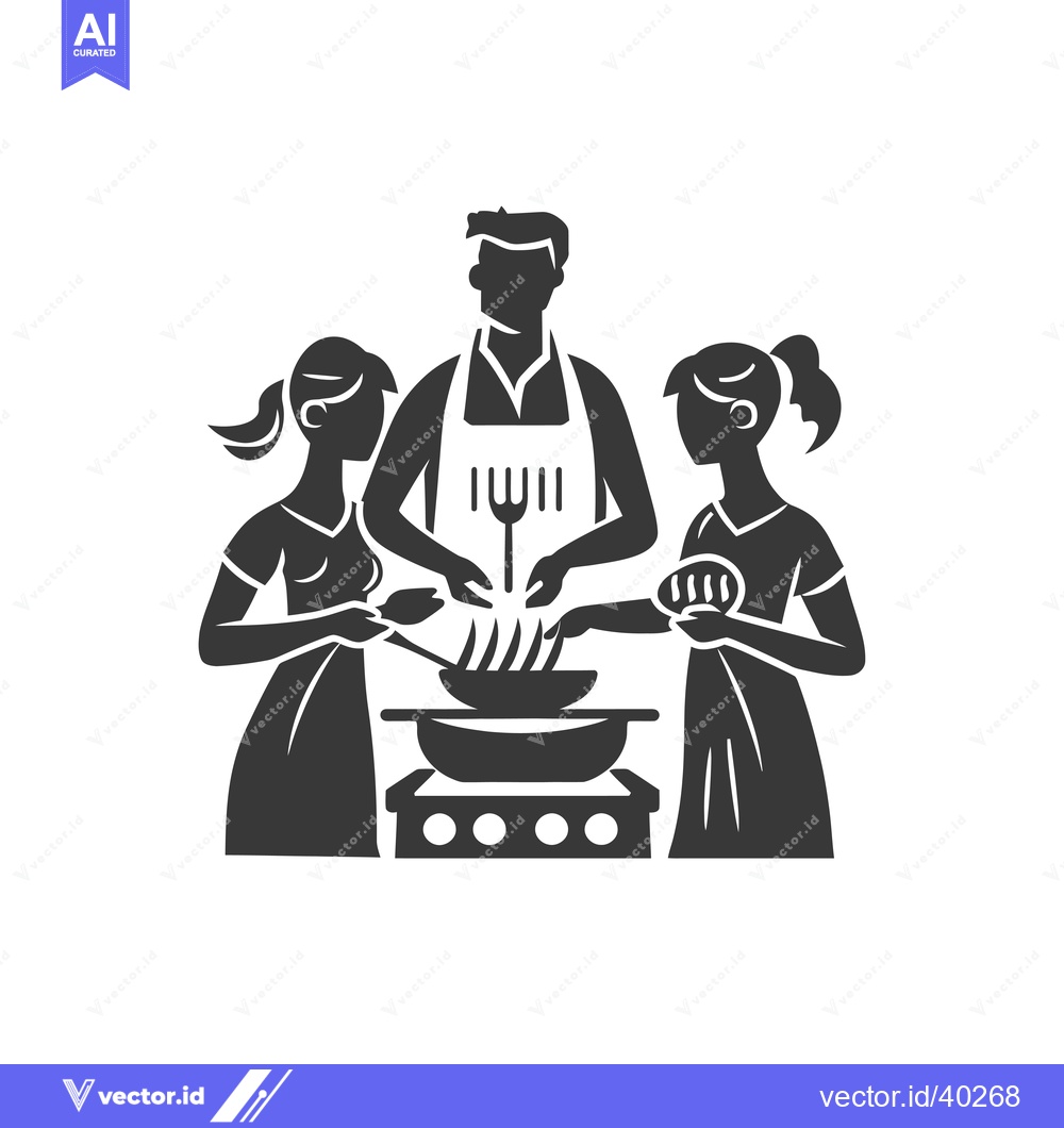 Premium Vector dari Family Cooking Together in the Kitchen