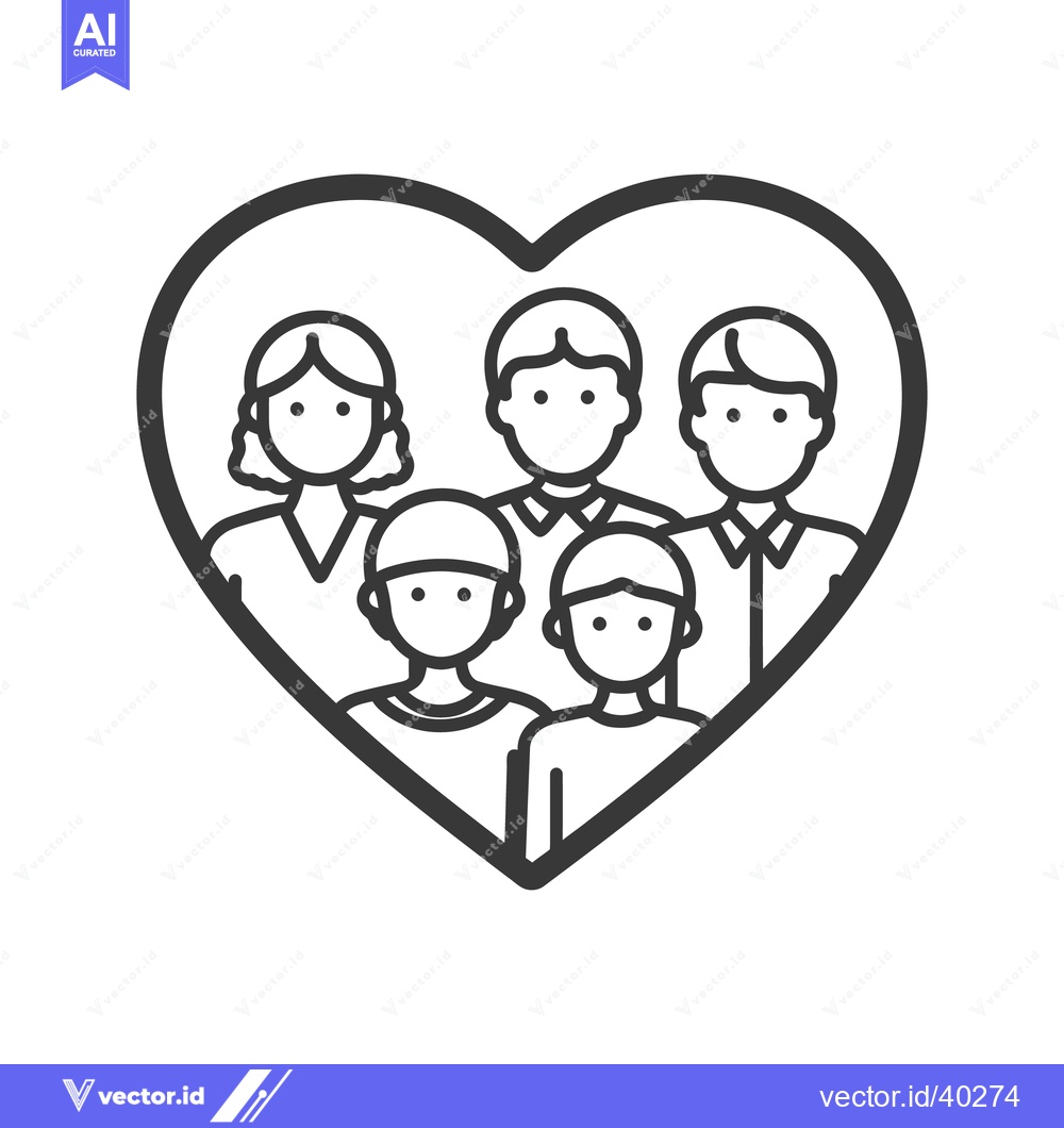 Premium Vector of Heartfelt Family: Minimalist Line Art Illustration of Unity and Love