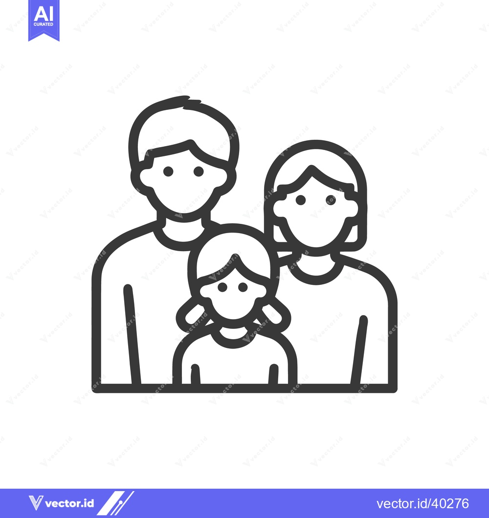 Premium Vector of Minimalist Family Portrait Icon: Father, Mother, and Daughter Illustra