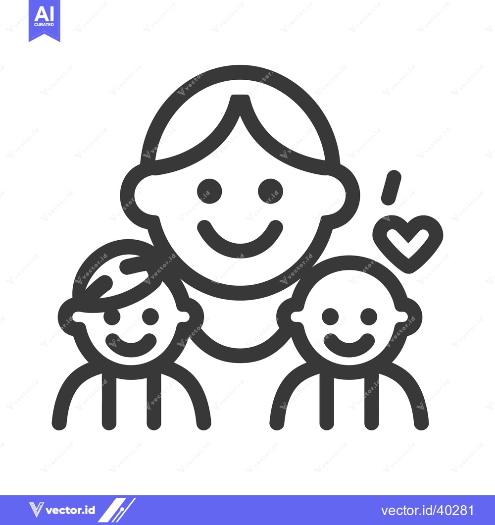 Premium Vector dari A smiling mother lovingly embraces two children with affection