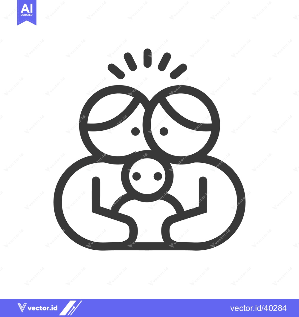 Premium Vector of Simple line drawing represents a loving family of three members