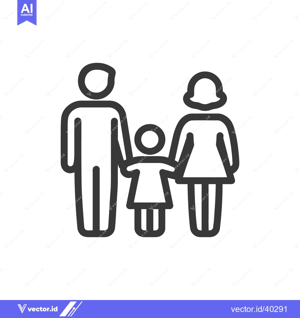 Premium Vector of Minimalist Family Icon: Father, Mother, and Child Holding Hands