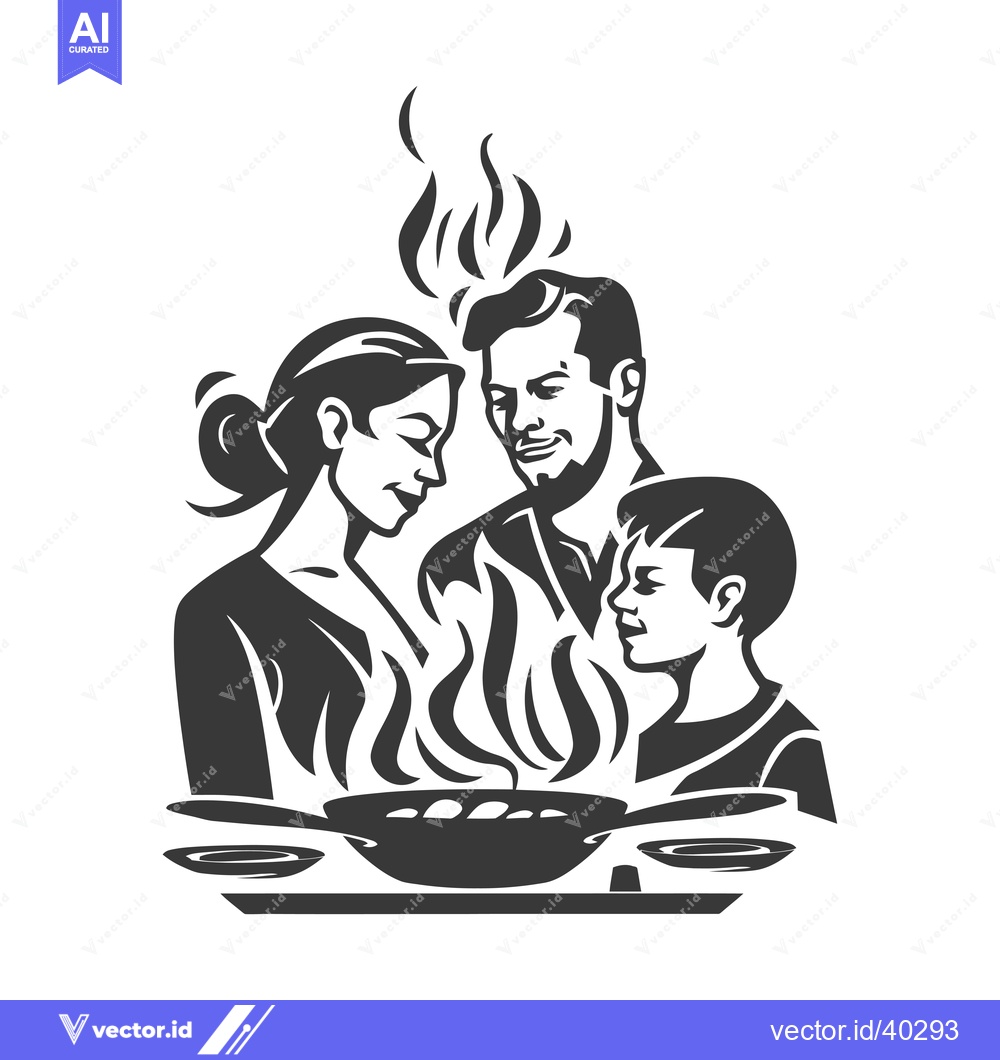 Premium Vector dari Family of Four Enjoying Meal Together