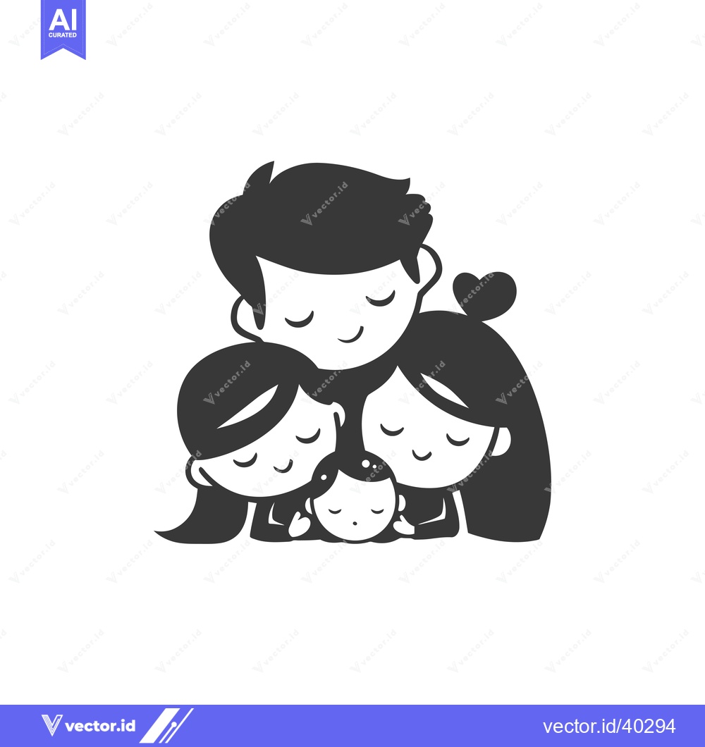 Premium Vector dari Family of Four Holding a Newborn Baby