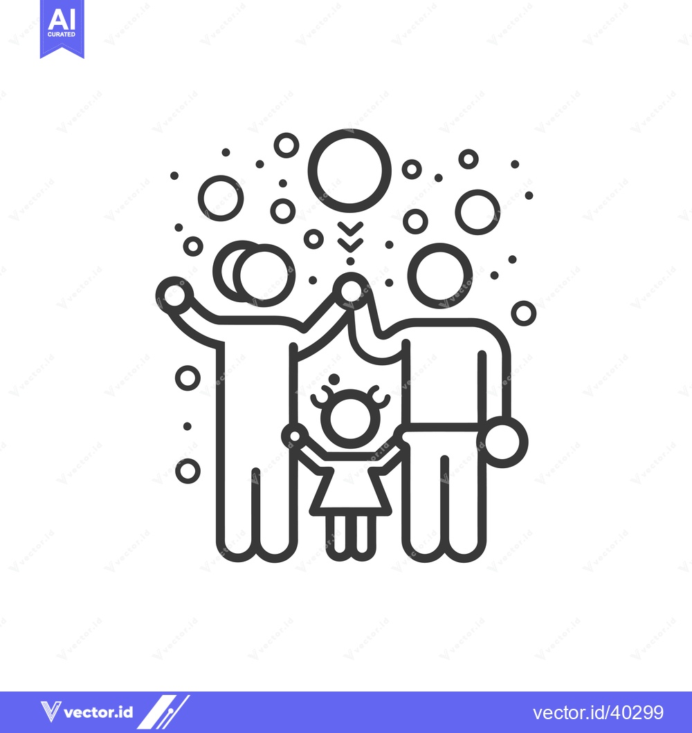 Premium Vector of Family of Three Holding Hands with a Circle Design Above