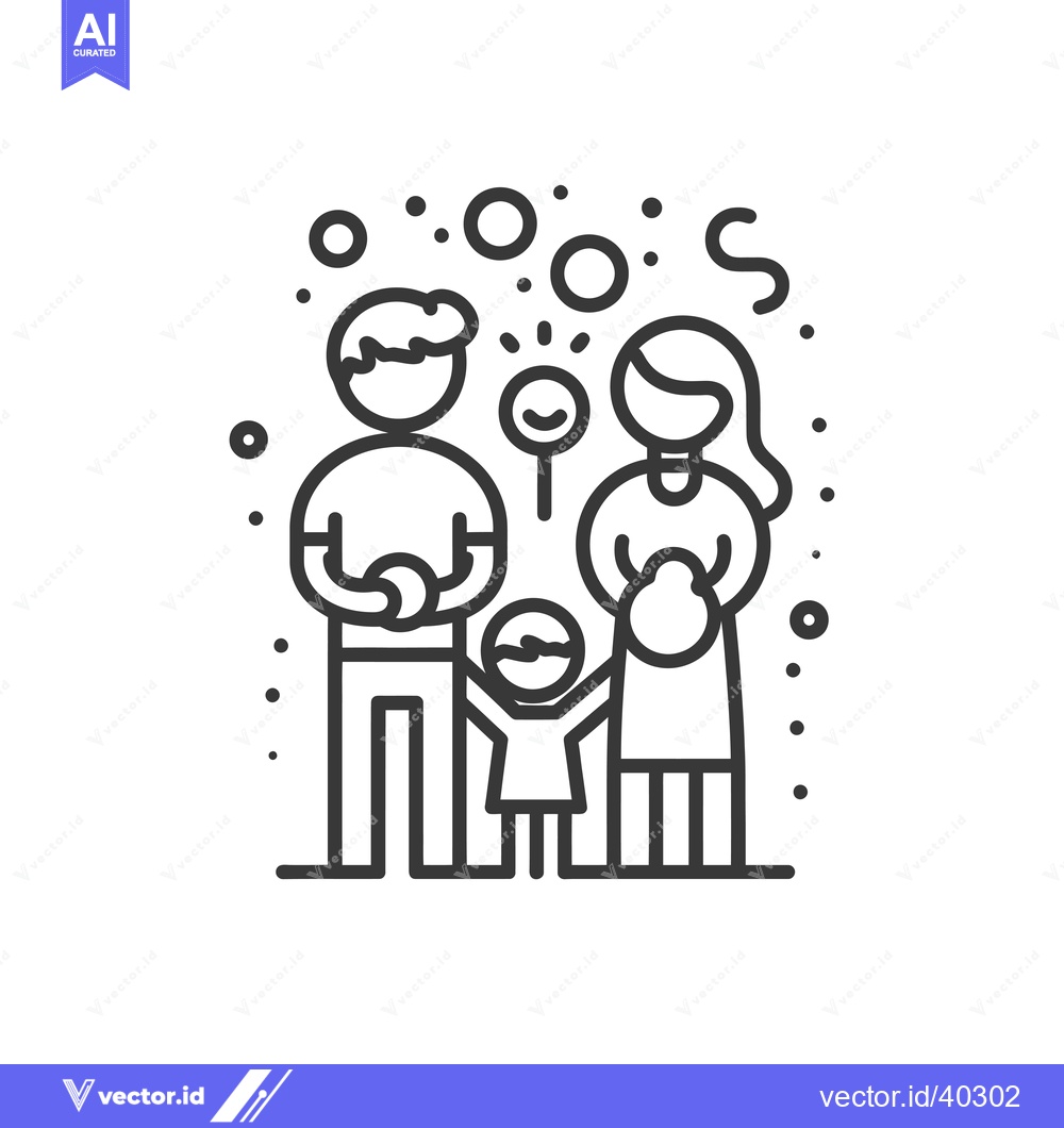 Premium Vector of Family of Three with Smiling Emoji Surrounded by Bubbles