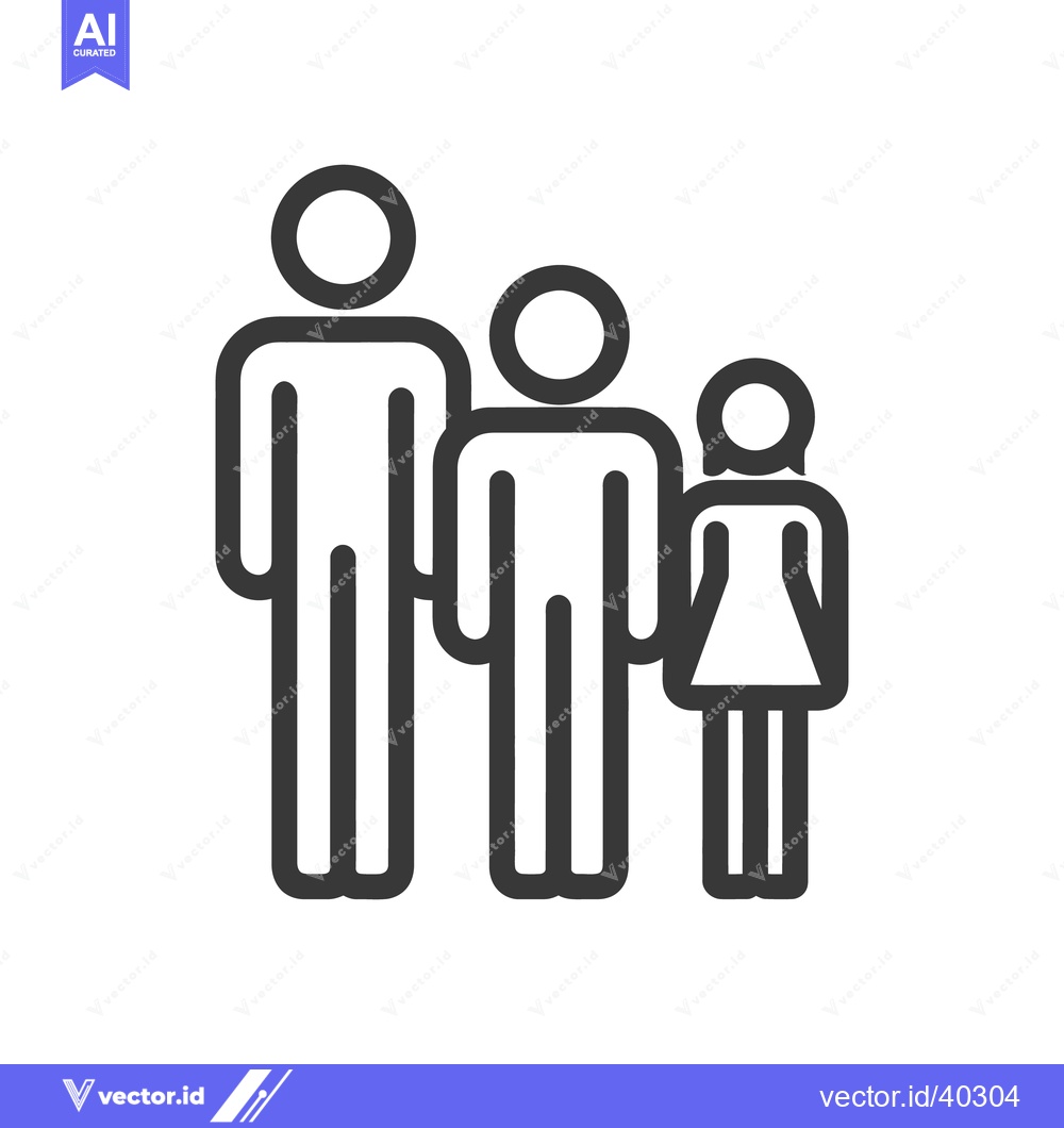 Premium Vector of Minimalist Family Icon: Father, Mother, and Daughter Symbol in Black a