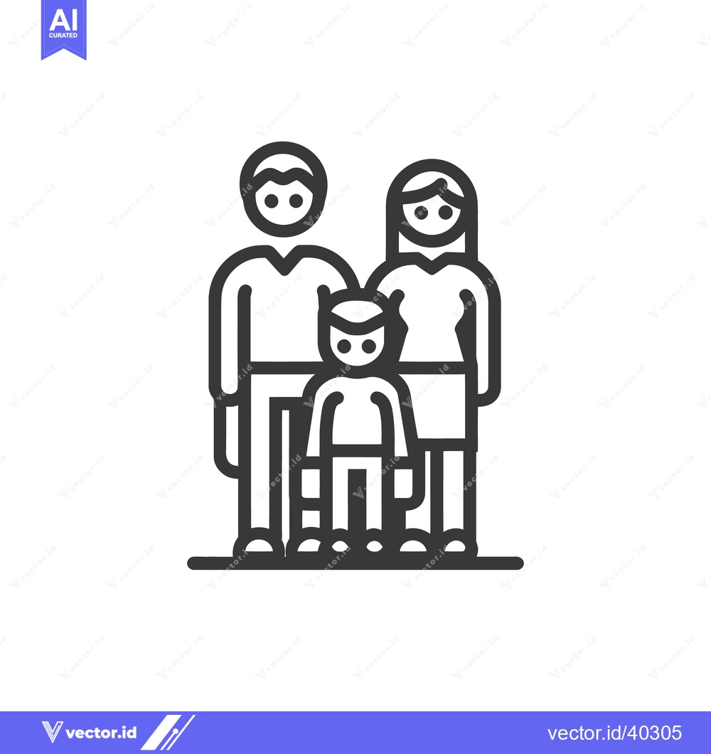 Premium Vector of Minimalist Family Icon: Mother, Father, and Child Illustration