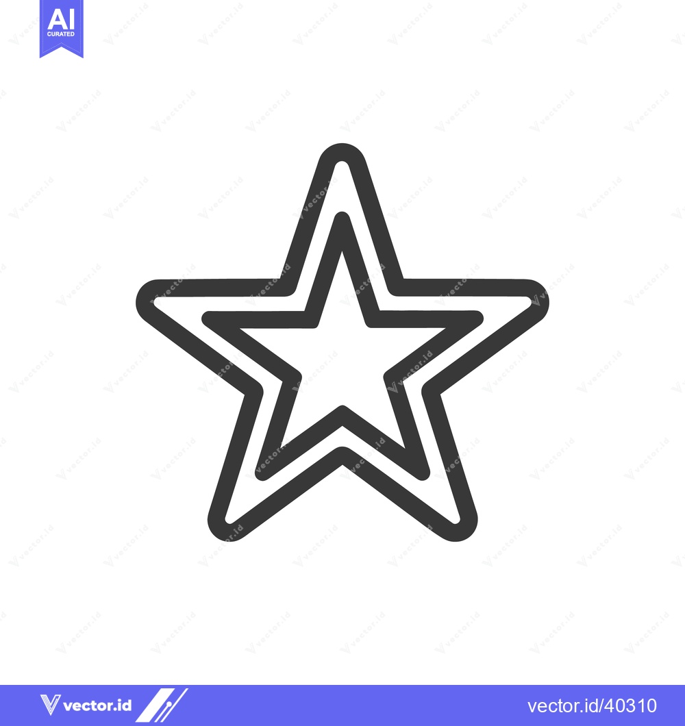 Premium Vector dari Double Outlined Star Icon on White Background, Minimalist Design