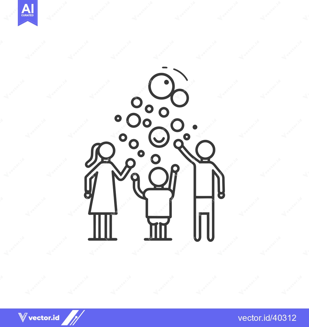 Premium Vector dari Family with child playing with bubbles