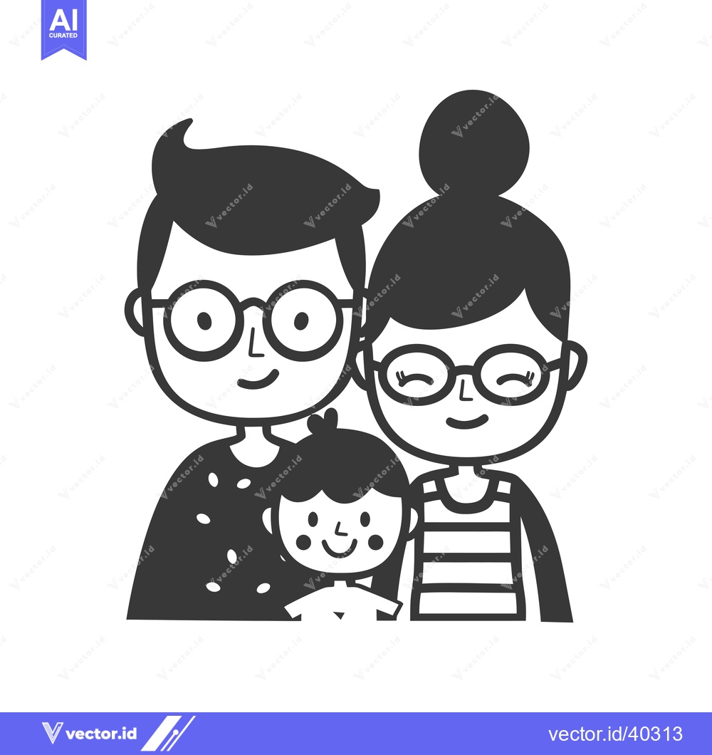 Premium Vector dari Family with Glasses and a Child