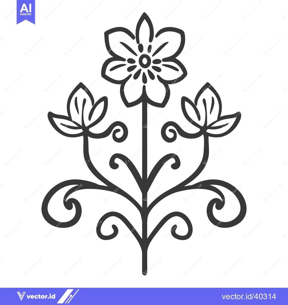 Premium Vector of An ornamental floral design with delicate leaves and swirls