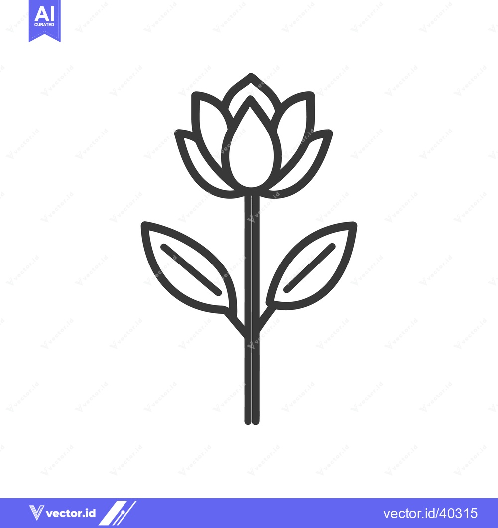 Premium Vector dari A simple black and white illustration of a flower with leaves