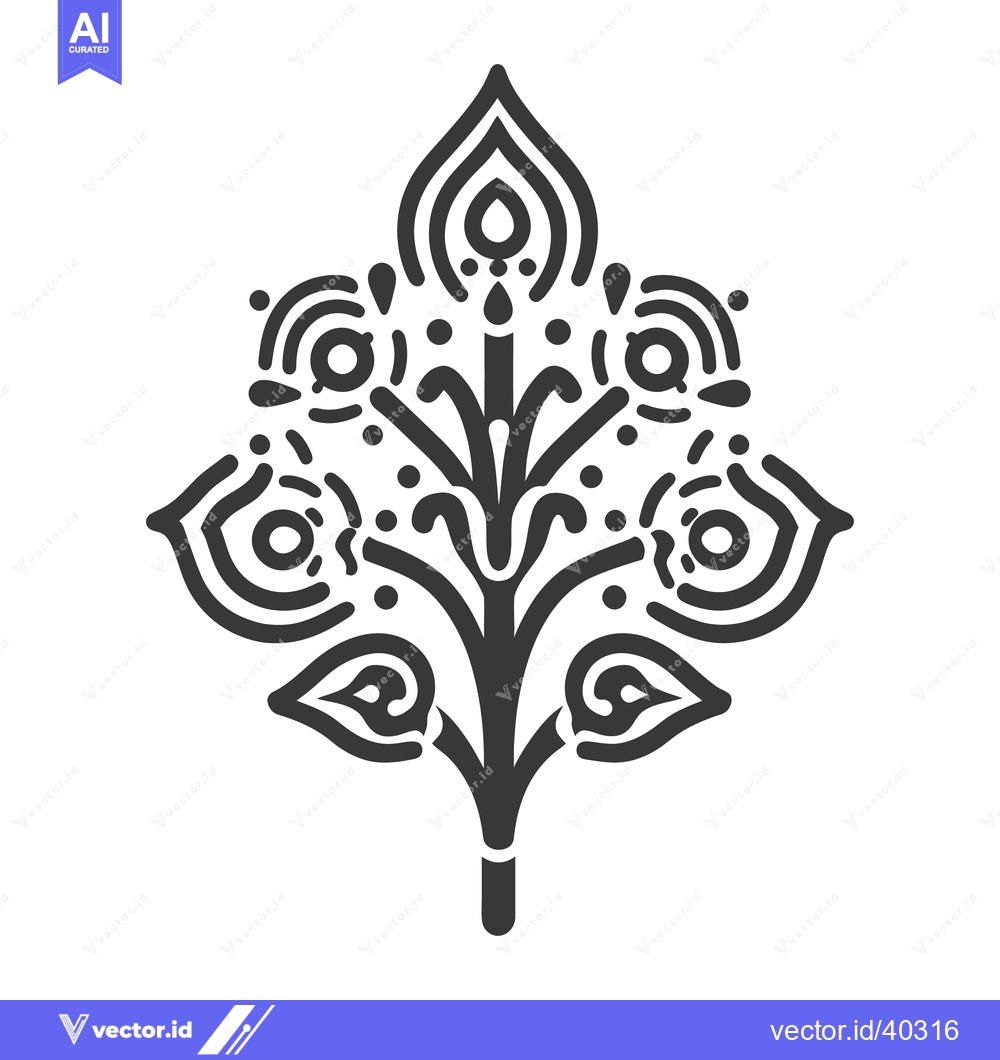 Premium Vector of A symmetrical floral illustration depicting stylized leaves and design