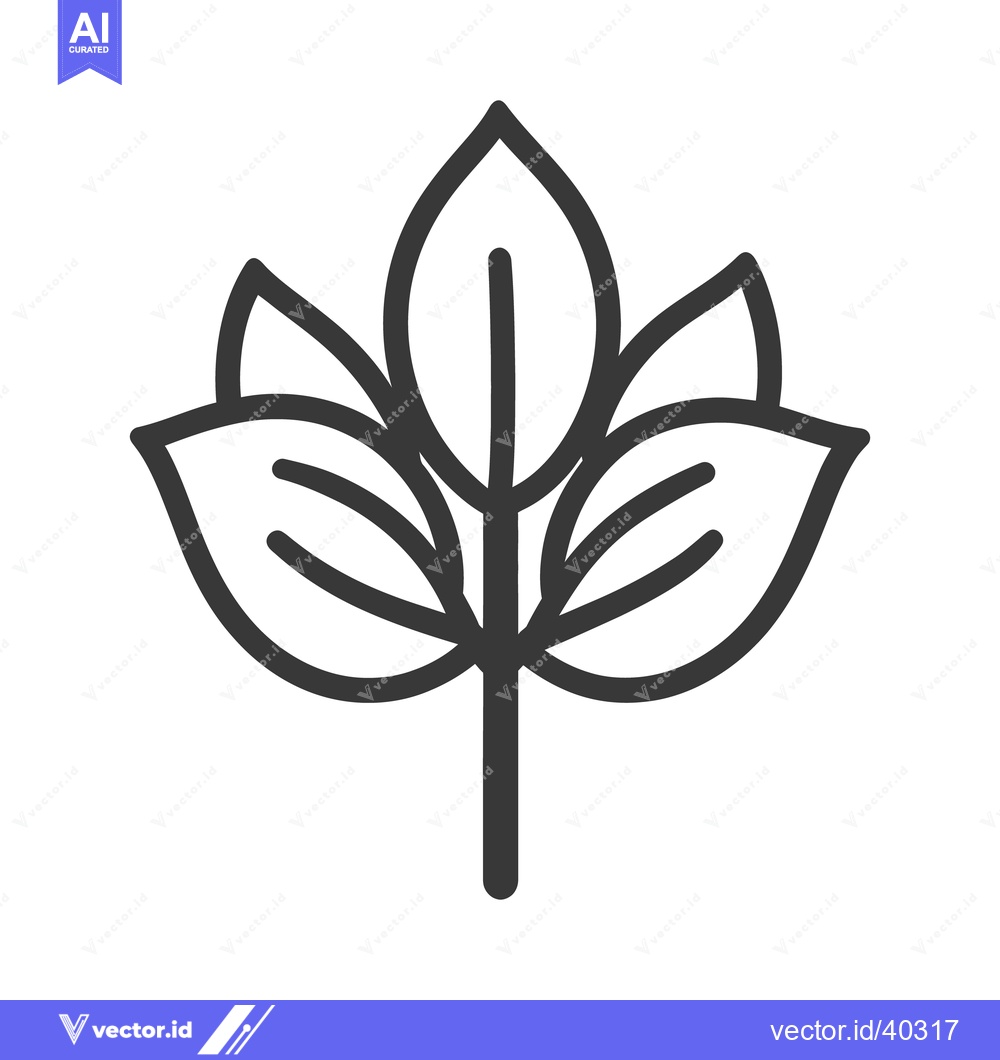 Premium Vector of A simple botanical illustration depicts multiple connected plant leave