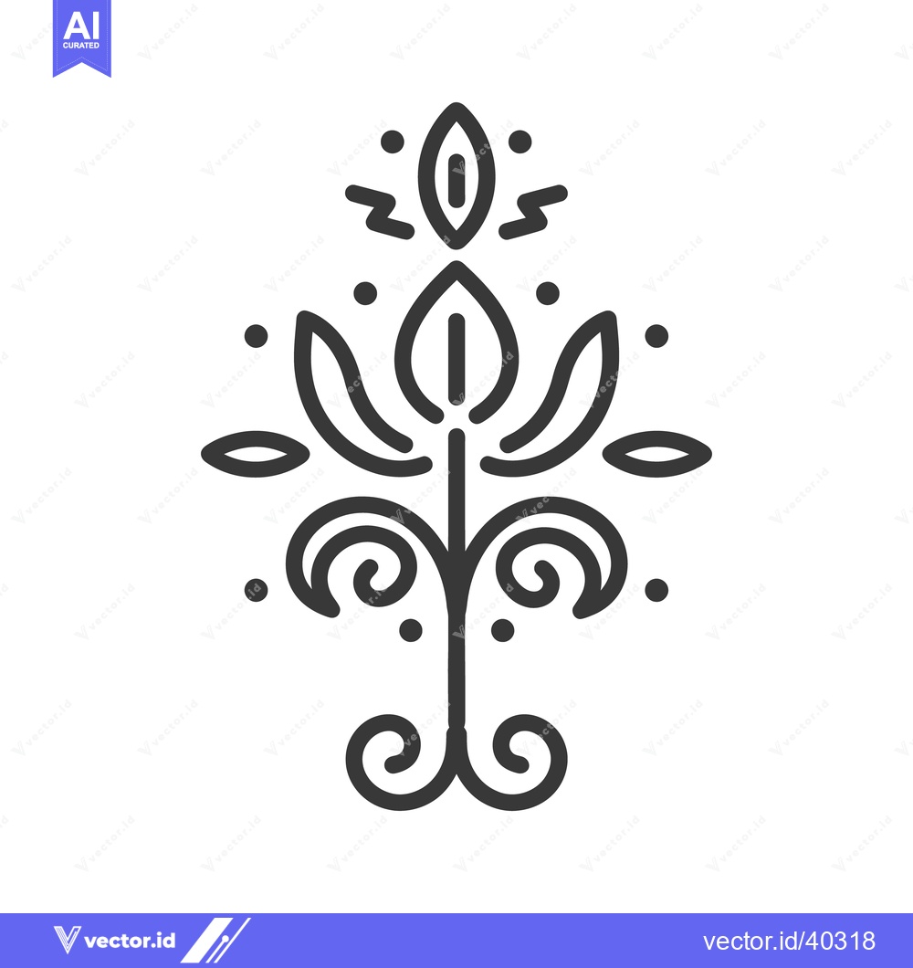 Premium Vector dari A symmetrical floral illustration with swirling elements and leaf desi
