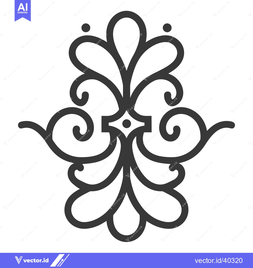 Premium Vector dari Symmetric elegant decorative design with swirling lines and floral sha