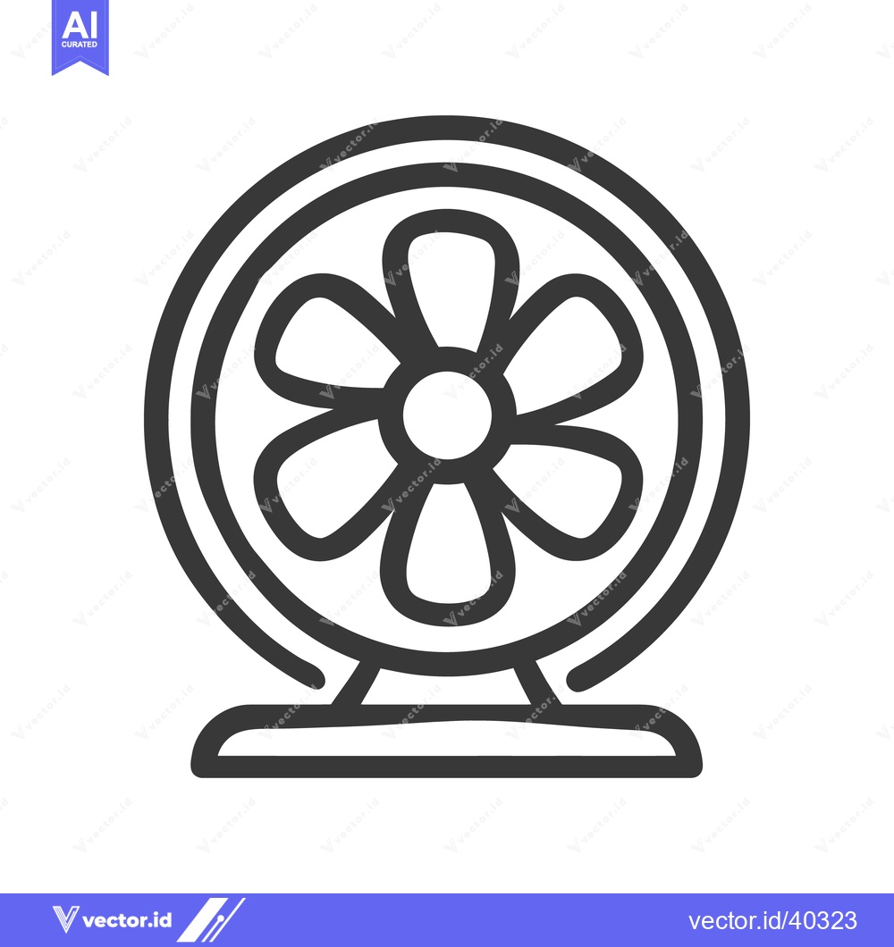 Premium Vector of Minimalist Fan Icon: Bold Outline, Cooling Concept, Modern Design