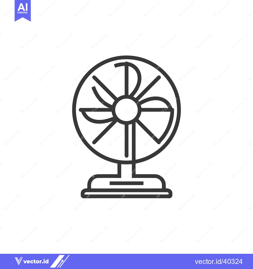 Premium Vector of Minimalist Line Art: Vintage Electric Fan Icon on White Background