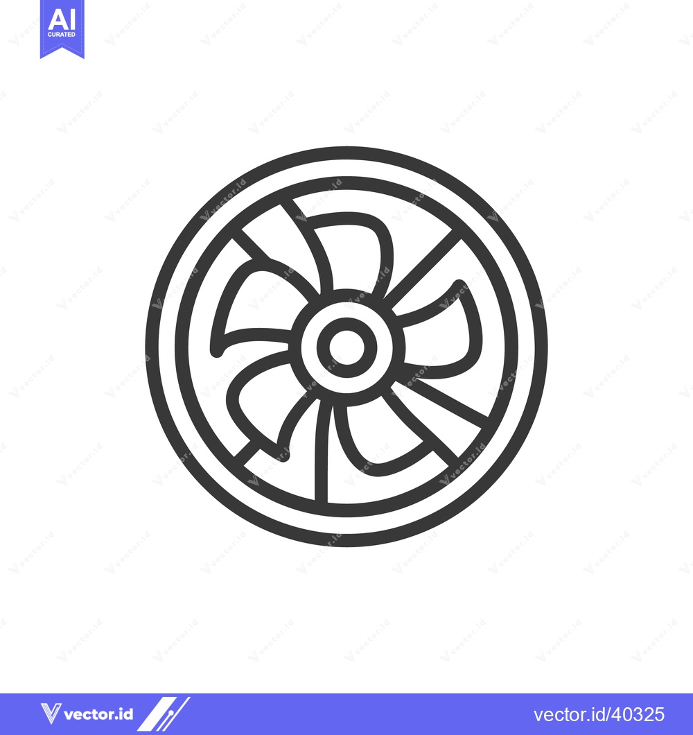 Premium Vector of Minimalist Cooling Fan Icon: Circular Design with Bold Outline on Whit