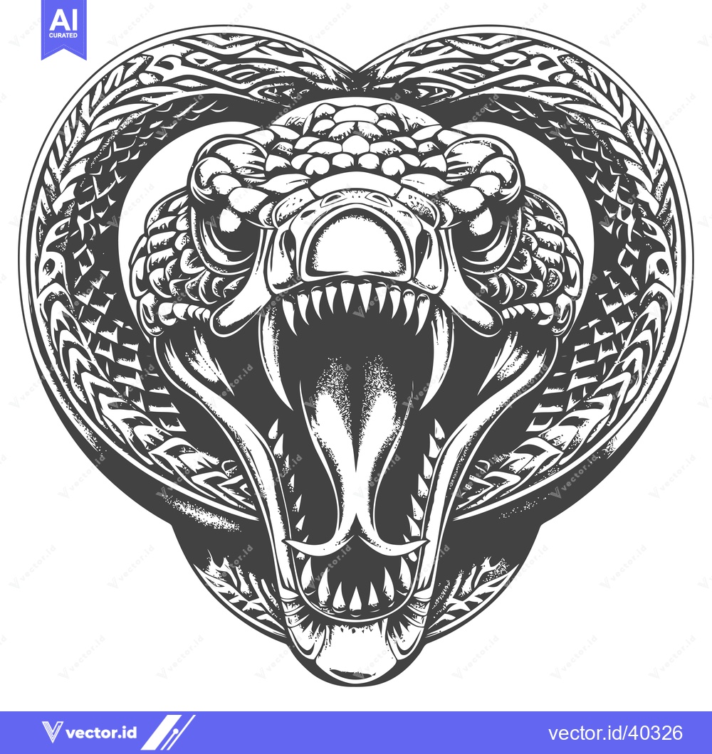 Premium Vector dari Fanged Snake Head with Ornate Tail Design