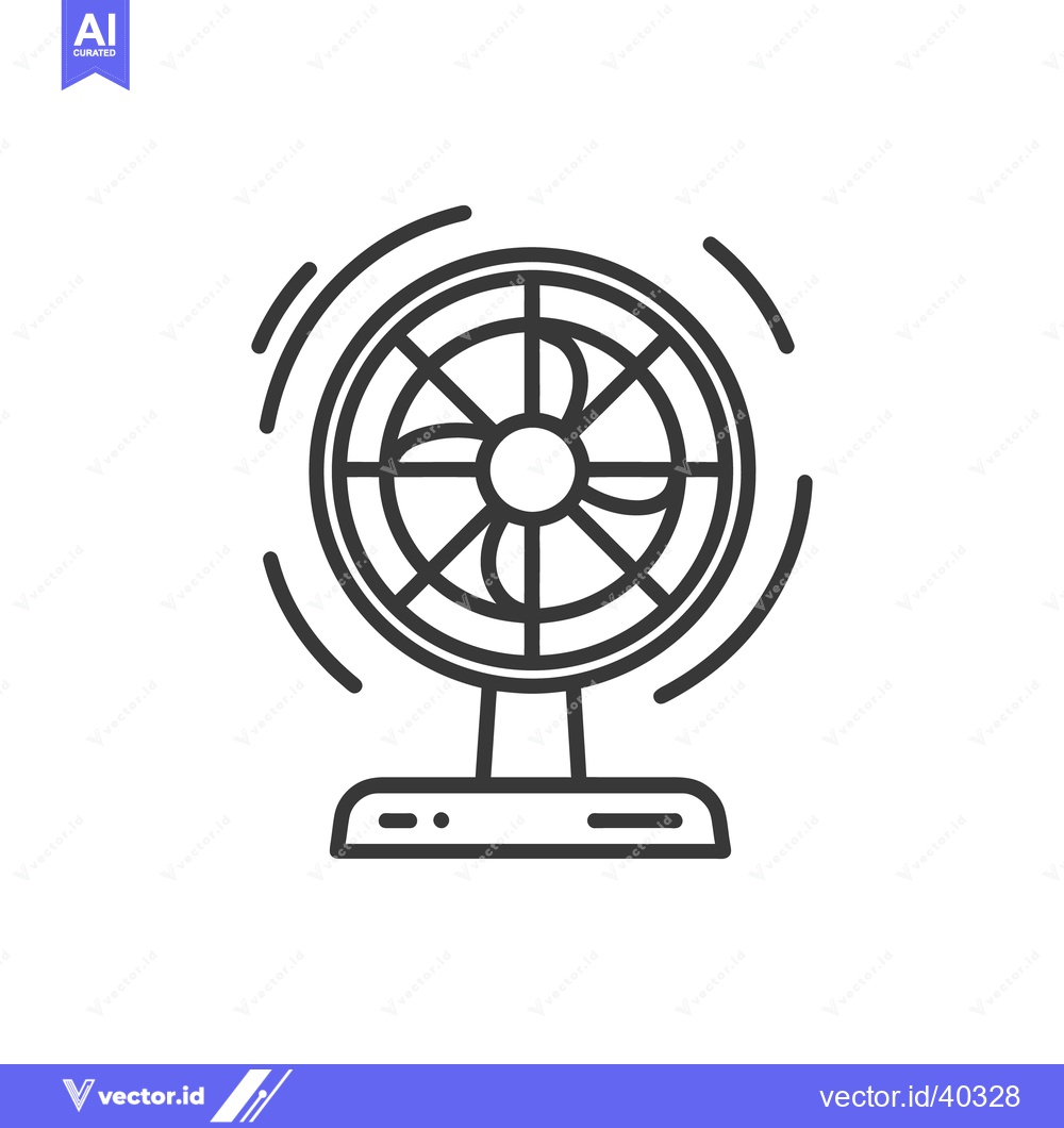 Premium Vector of Minimalist Line Art: Oscillating Table Fan with Motion Trails on White