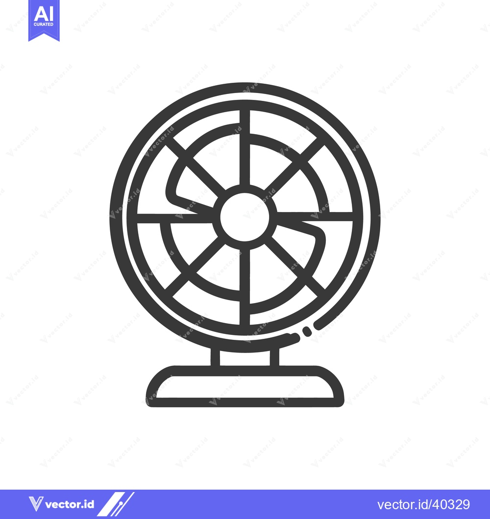 Premium Vector of Minimalist Fan Icon: Cooling Appliance with Circular Design and Stand
