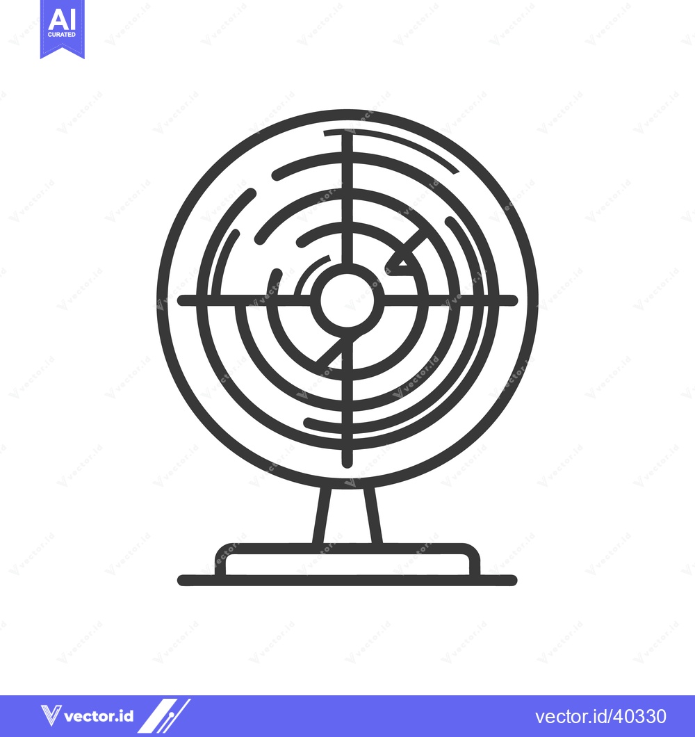 Premium Vector dari Minimalist Fan Icon: Circular Design with Stand, Black and White