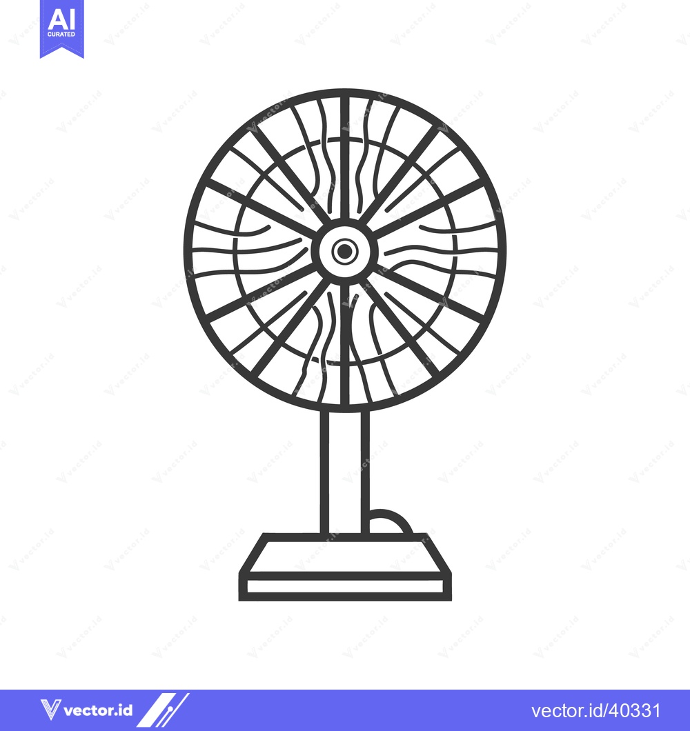 Premium Vector dari An isolated line drawing of a cooling oscillating fan