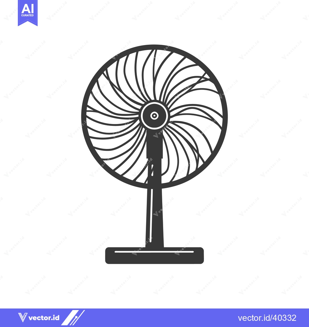Premium Vector of A monochrome illustration depicting an electric cooling fan machine