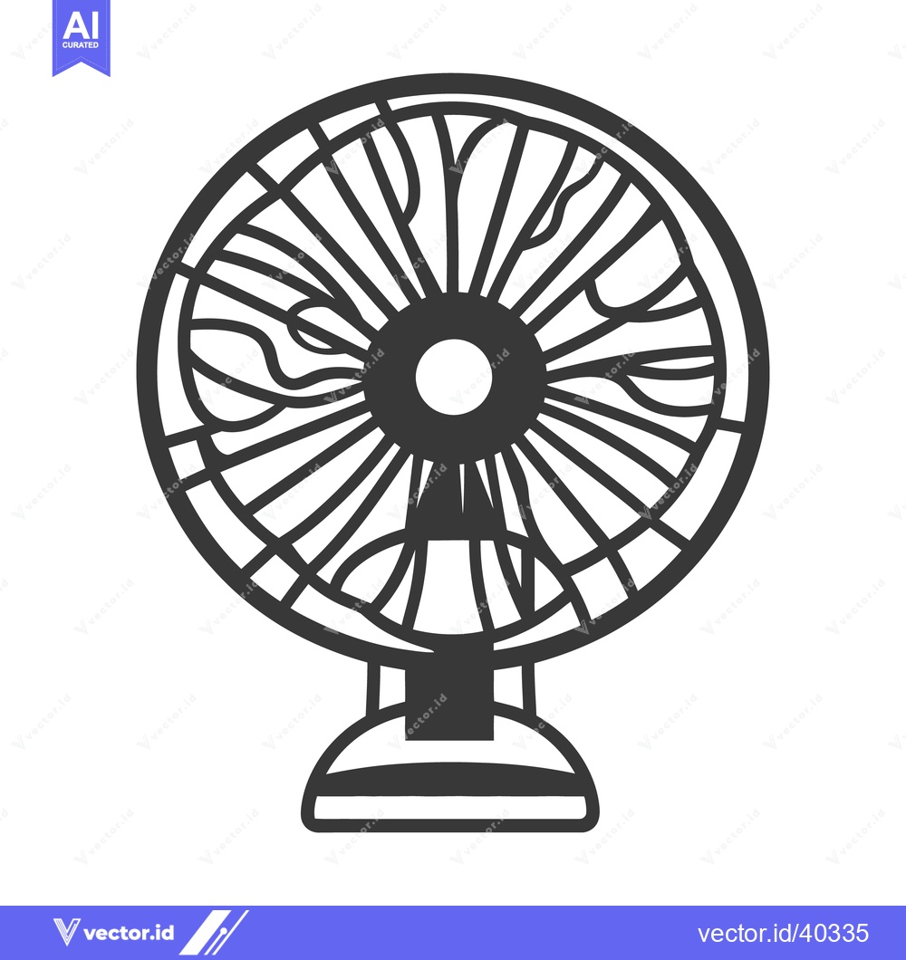 Premium Vector of Illustration depicting a cooling fan with blades and a supportive base