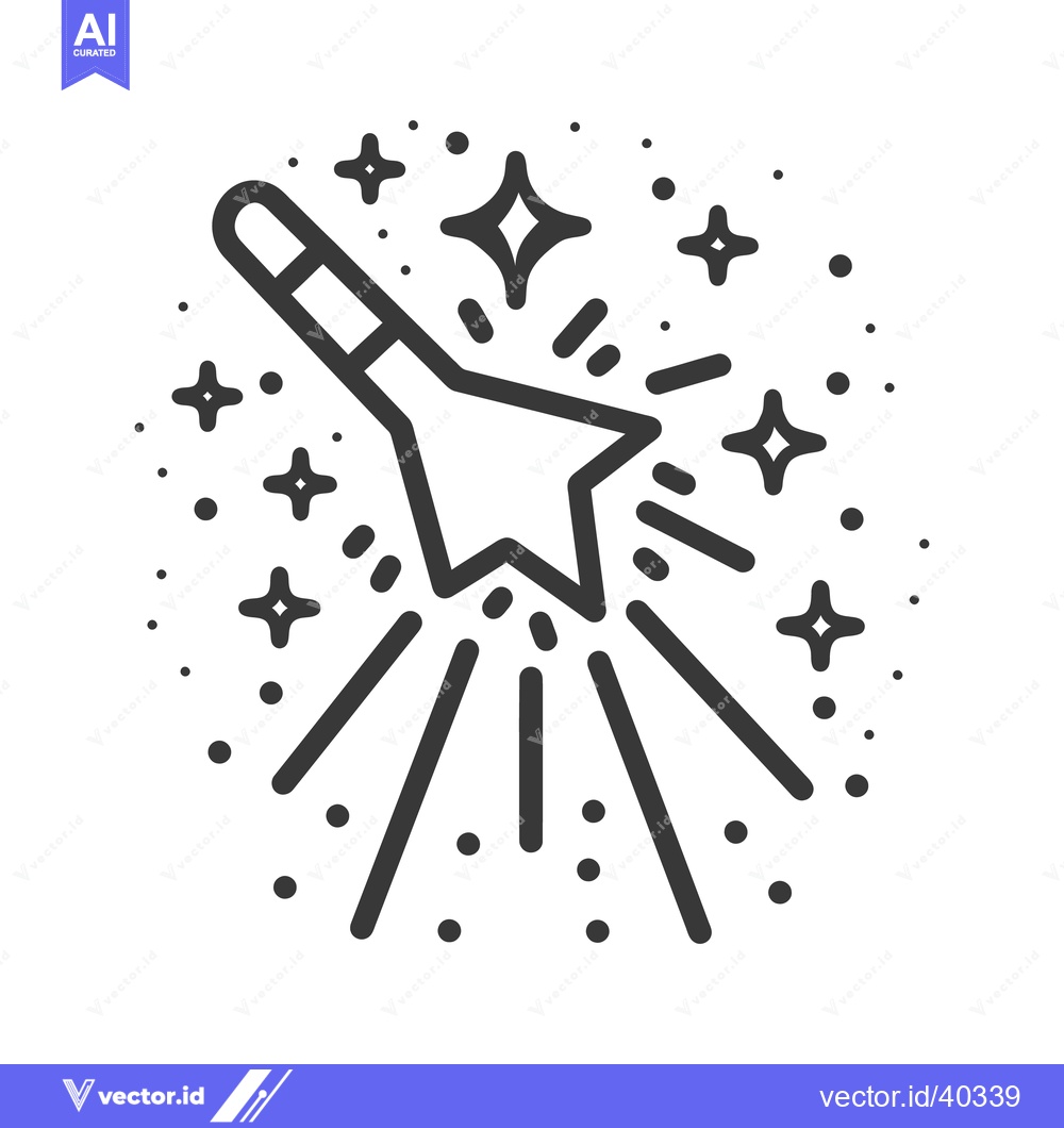 Premium Vector dari A stylized icon of a shooting star with sparkles and bursts