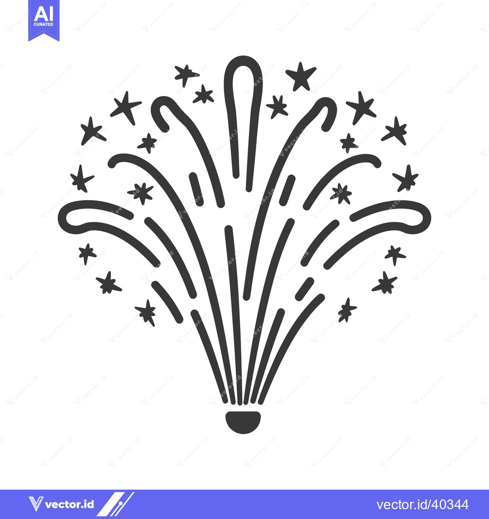 Premium Vector dari A simple black line illustration of a fireworks explosion
