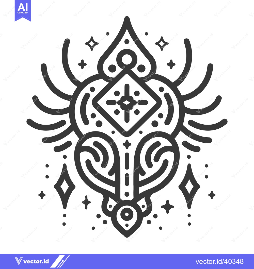 Premium Vector dari Detailed line drawing of an abstract geometric floral illustration
