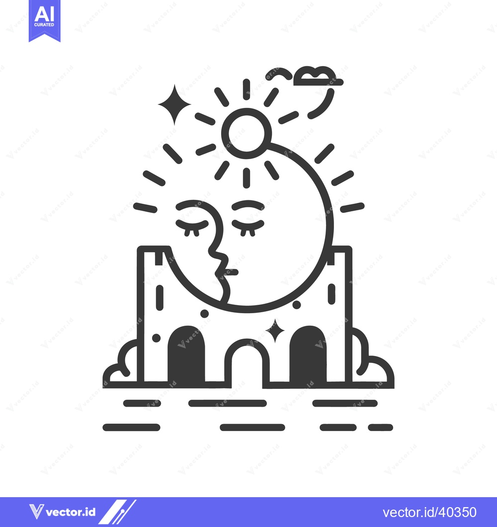 Premium Vector dari A stylized graphic illustration depicts the sun and moon together