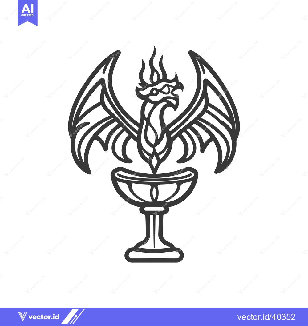 Premium Vector dari A stylized avian creature with wings and cup shaped element
