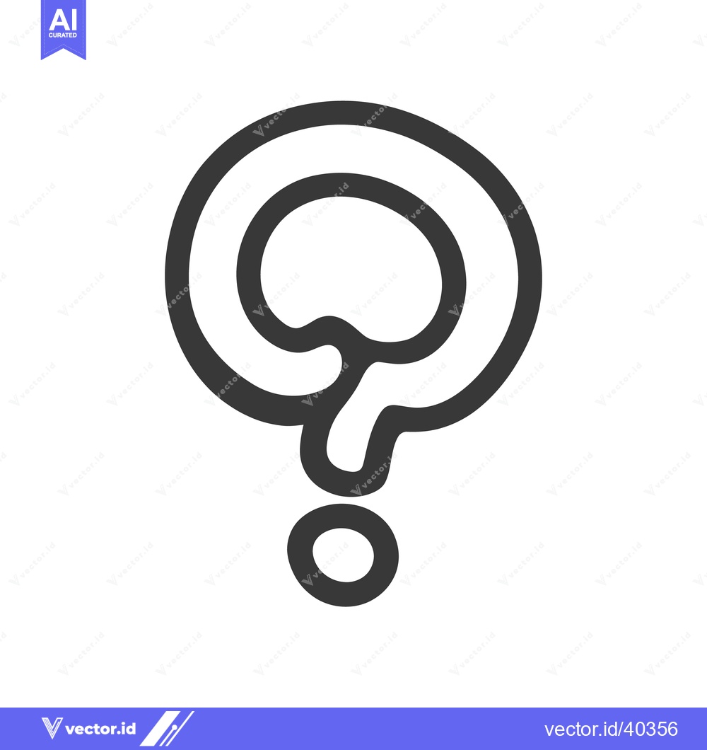 Premium Vector dari A stylized gray brain encased within a question mark symbol