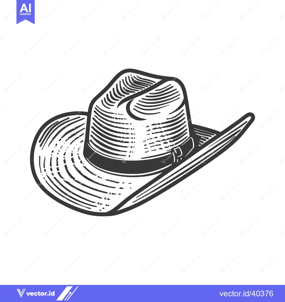 Premium Vector dari A black and white illustration of a stylish fedora hat