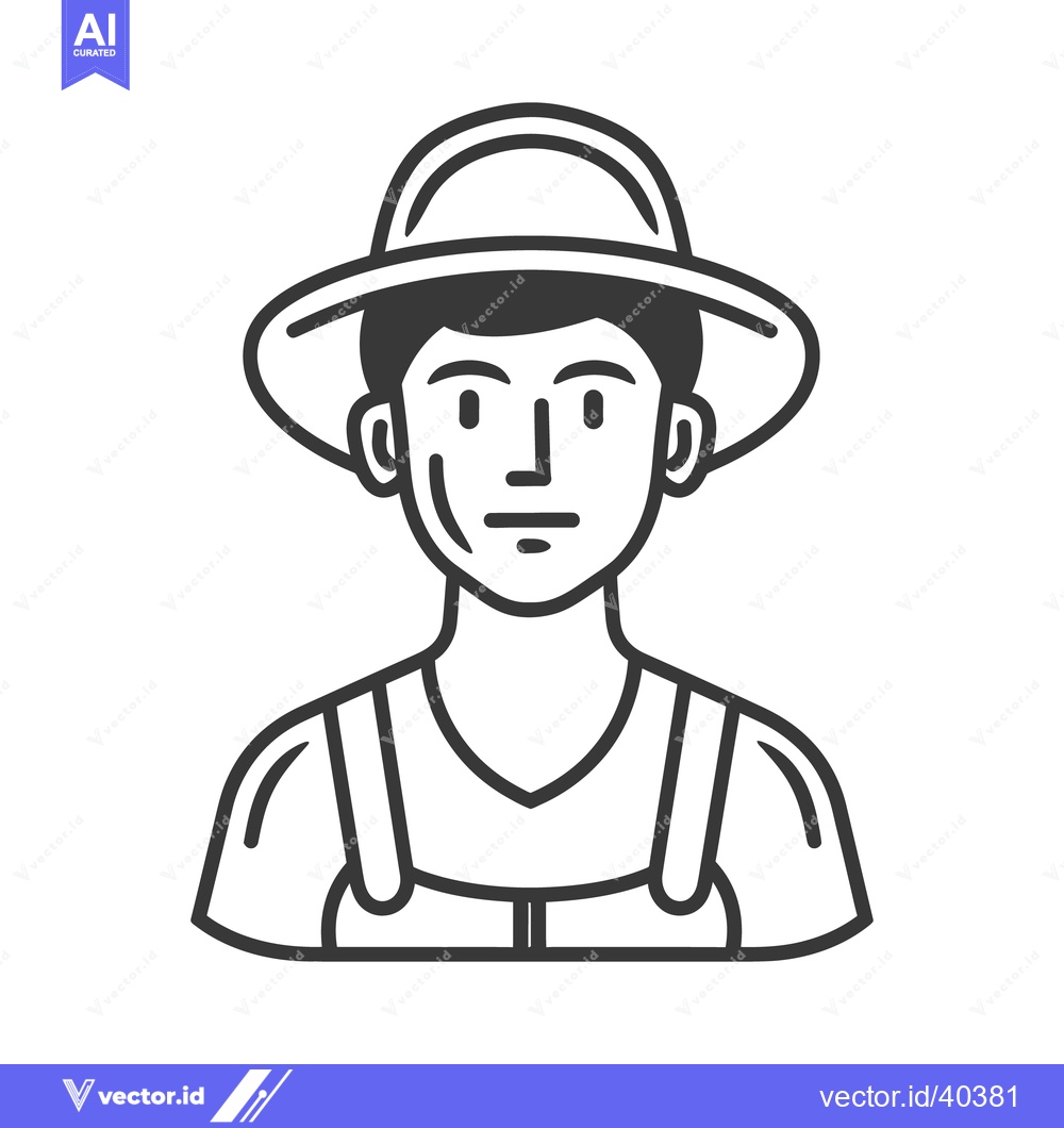 Premium Vector dari A monochrome illustration of a person wearing a wide brimmed hat