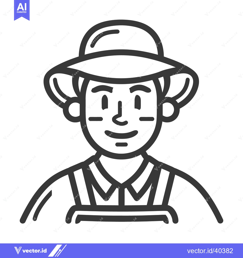 Premium Vector dari A smiling person wearing a hat and overalls in an illustration