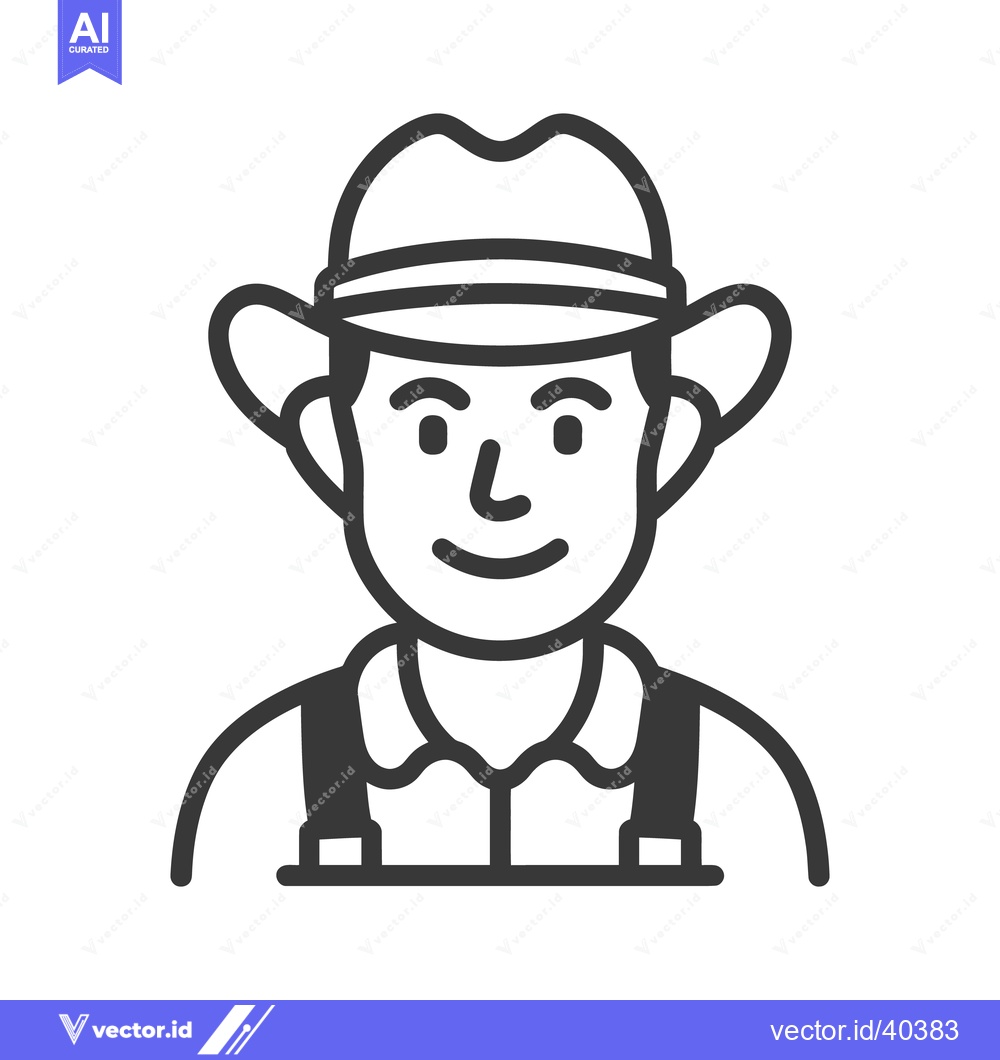 Premium Vector of A smiling person wearing a hat and suspenders icon