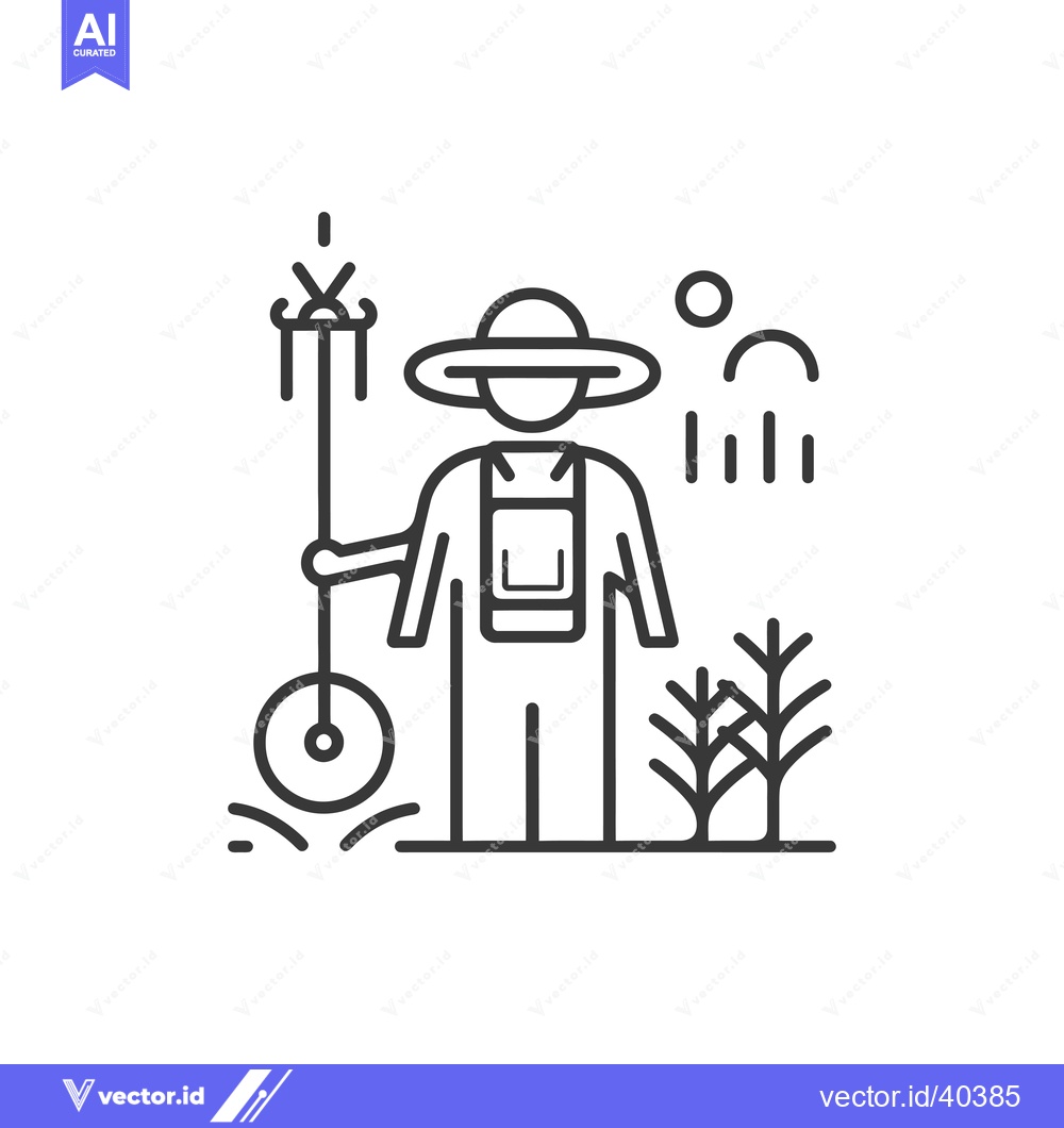 Premium Vector of Farmer with a Wheelbarrow in a Field